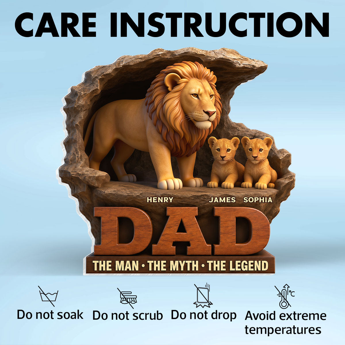 Lion Dad The Man The Myth The Legend - Personalized Acrylic Block Plaque - Cool  Gift For Dad