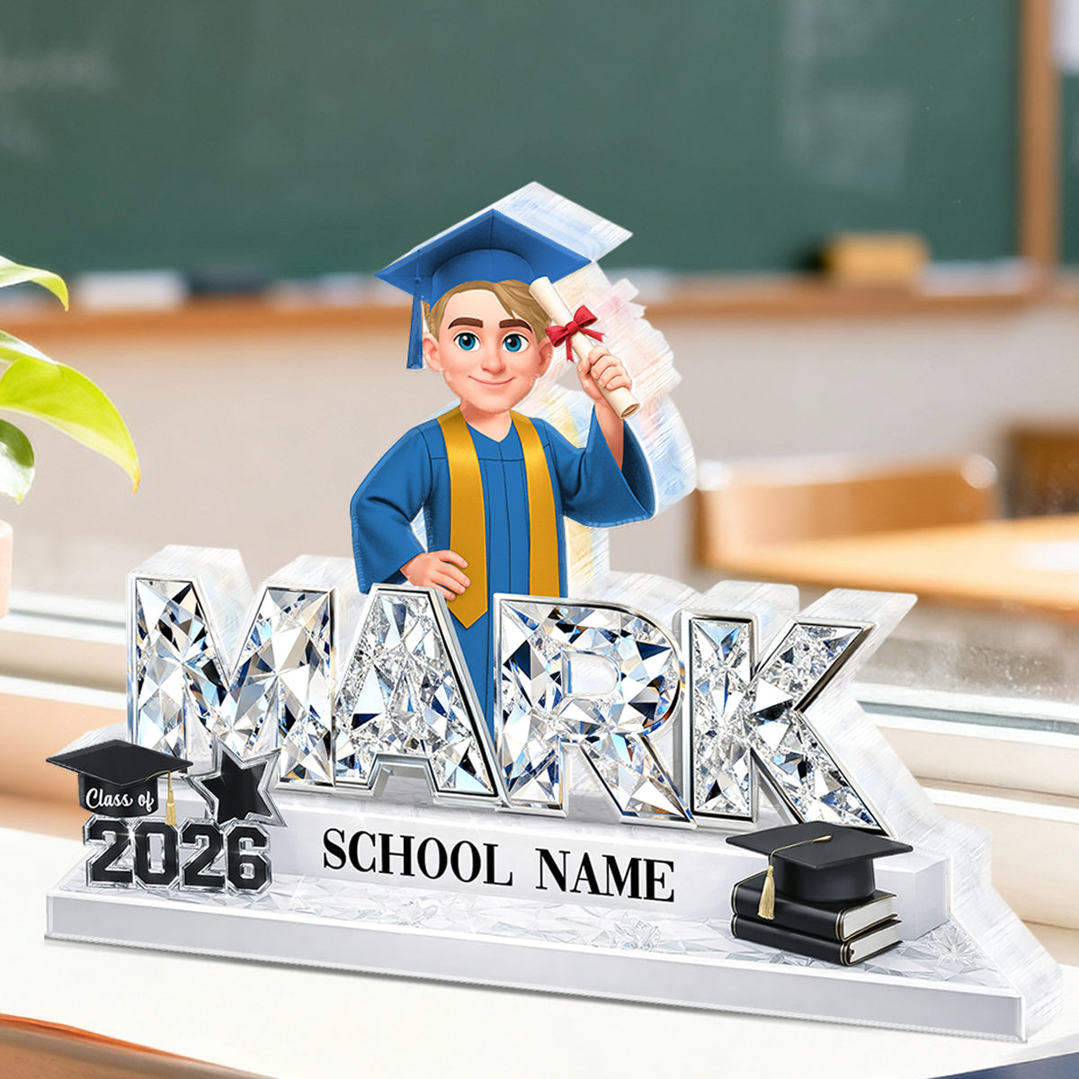 Custom Senior Name Shiny Effect - Personalized Acrylic Block Plaque - 2026 Graduation Gift for Daughter, Son, Grandkids