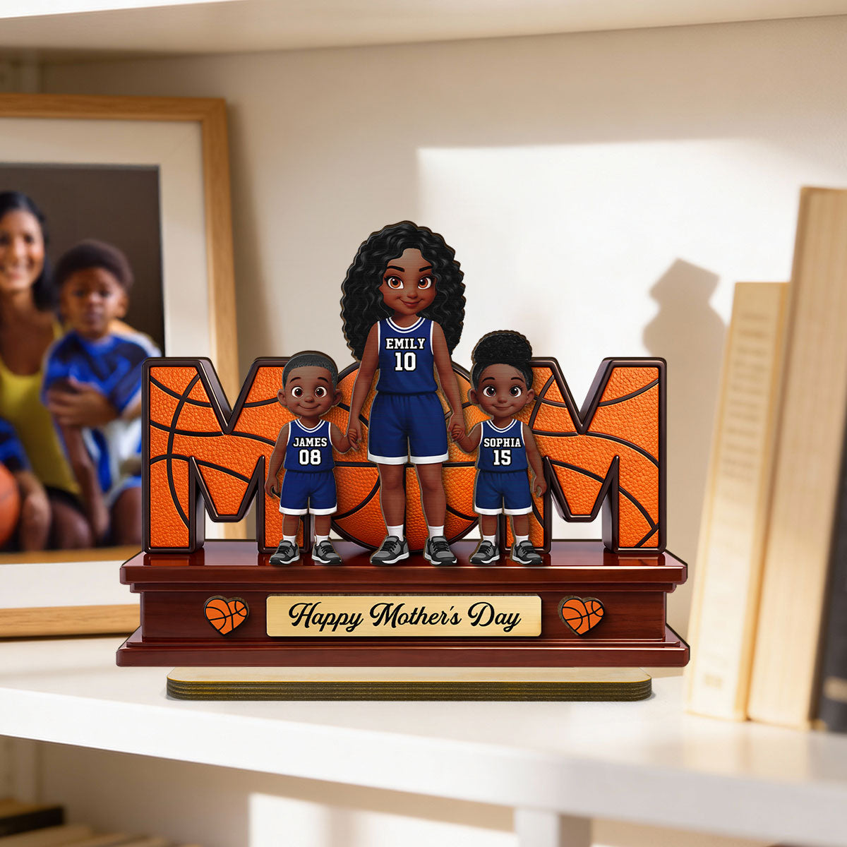 Basketball Best Mom Ever - Personalized 2-Layered Wooden Plaque - Mother's Day Gift For Mom, Wife