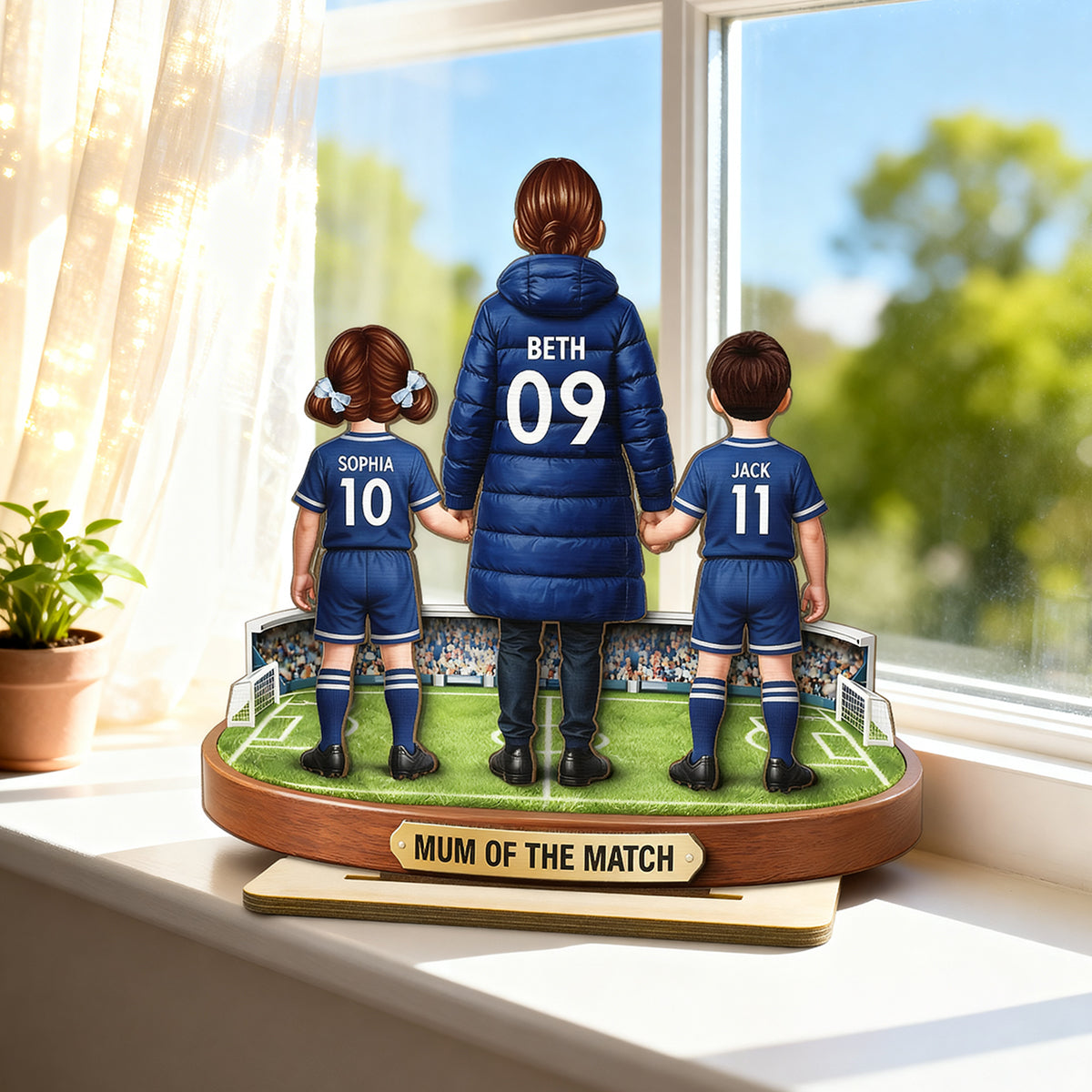 Mum Of The Match - Personalised 2-Layered Wooden Plaque – Gift For Football Mum