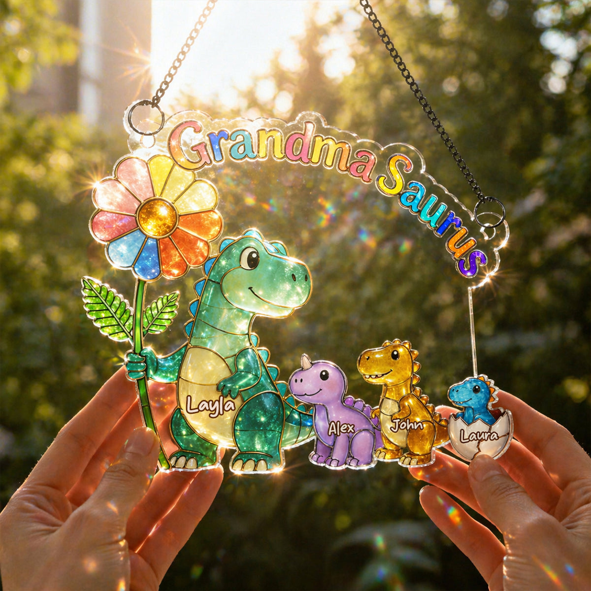 Dinosaur Mamasaurus Grandmasaurus - Personalized Suncatcher - Mother's Day Gift for Mom, Grandma, Wife