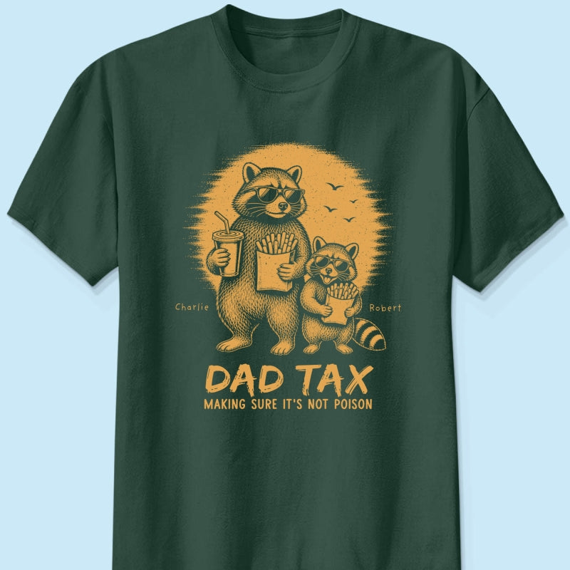 Retro Yellow Vintage Raccoon Dad Tax - Personalized Shirt - Funny Father's Day Gift For Dad, Husband