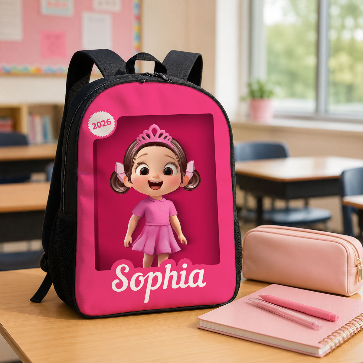 Cute Pink Girl - Personalized Backpack - Back To School Gift For Kids, Daughters, Granddaughters