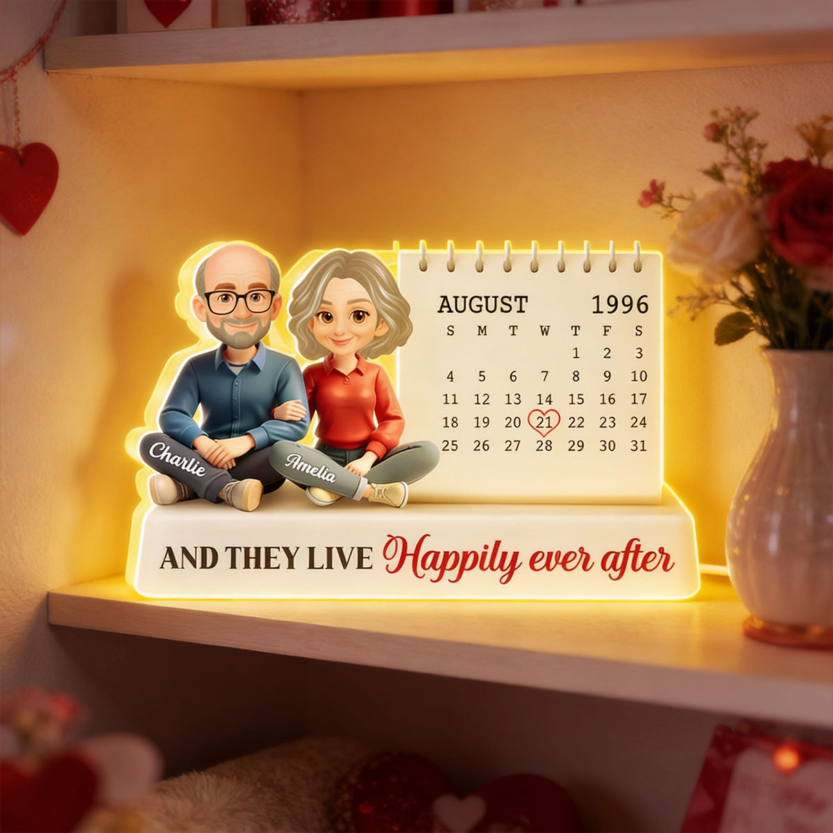 Anniversary Custom Date Calendar - Personalized Light Box - Gift for Couple, for Him, for Her