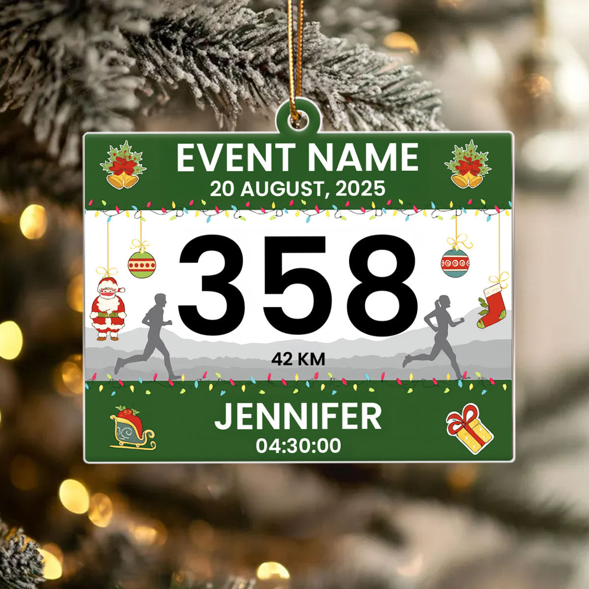 Custom Race Bib Cross Country Marathon - Personalized Acrylic Ornament - Christmas Gift for Marathon Runner, Marathon Lover