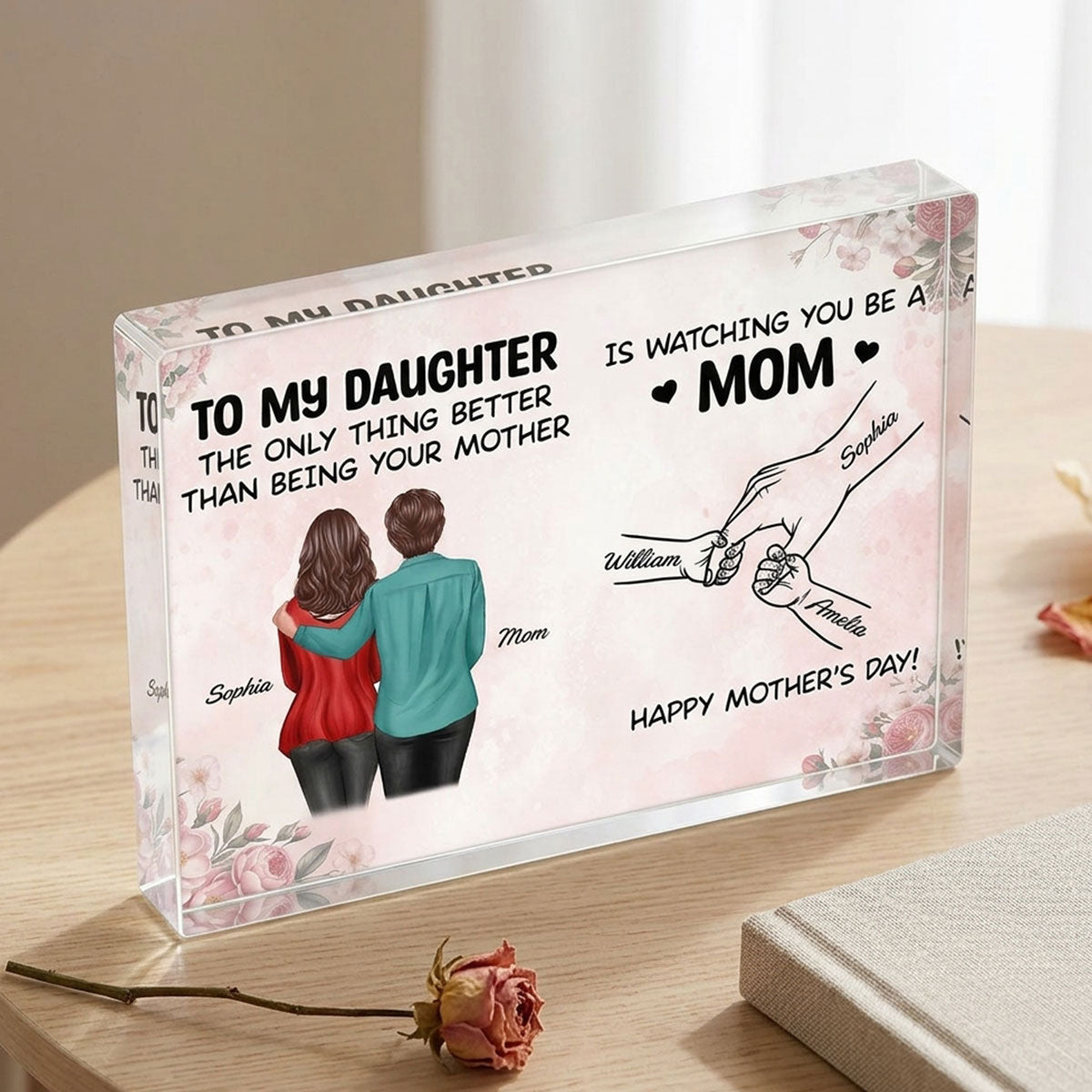 From Mom To Daughter Watching You Be A Mom - Personalized Acrylic Block Plaque - Mother's Day Gift For Daughter