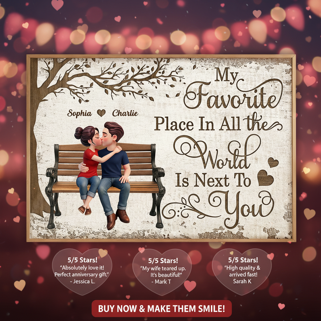 Eternal Love Couple Sitting Kissing Under Tree - Personalized Poster - Valentine's Day Gift For Couple