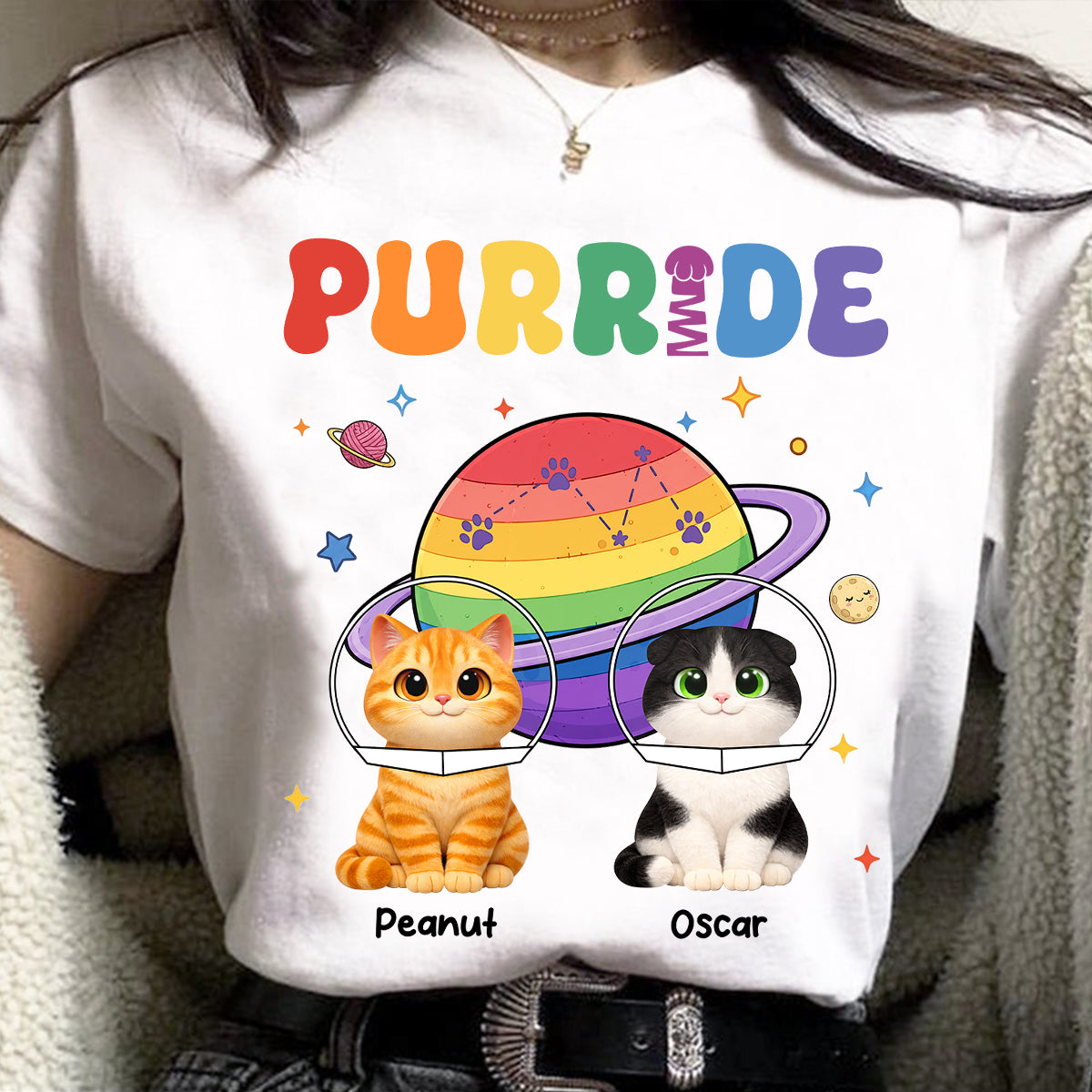 Purride Cat Mom Cat Dad LGBT Pride Month - Personalized Shirt - Gift for Cat Lovers