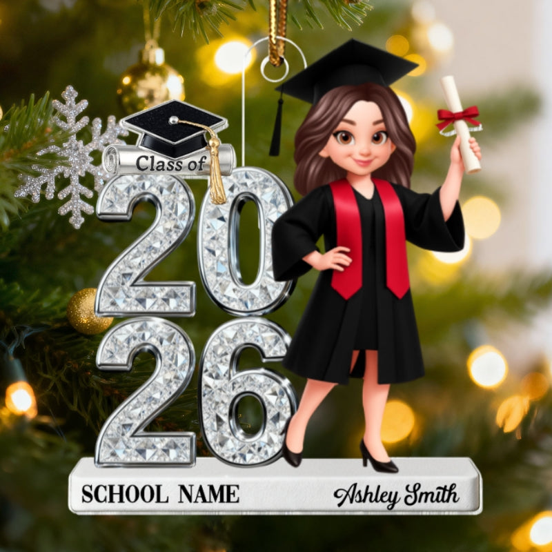 3D Shiny Effect Class Of 2025 2026 Senior - Personalized Acrylic Ornament - Gift For Graduates, Daughter, Son