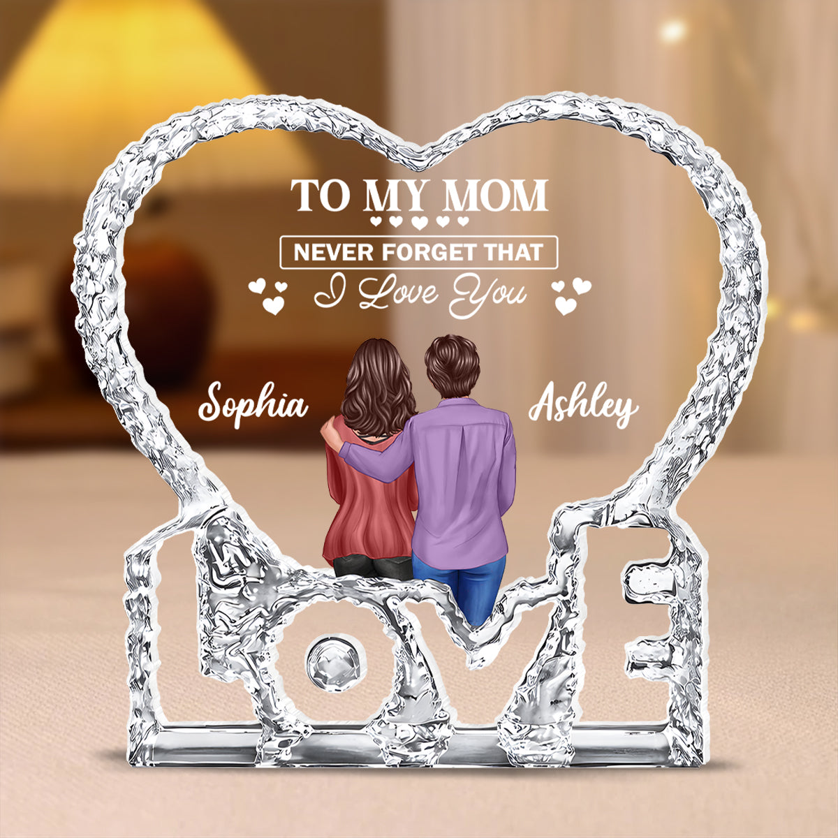 To My Mom Never Forget That I Love You - Personalized Acrylic Block Plaque - Heartfelt Gift For Mom, Grandma