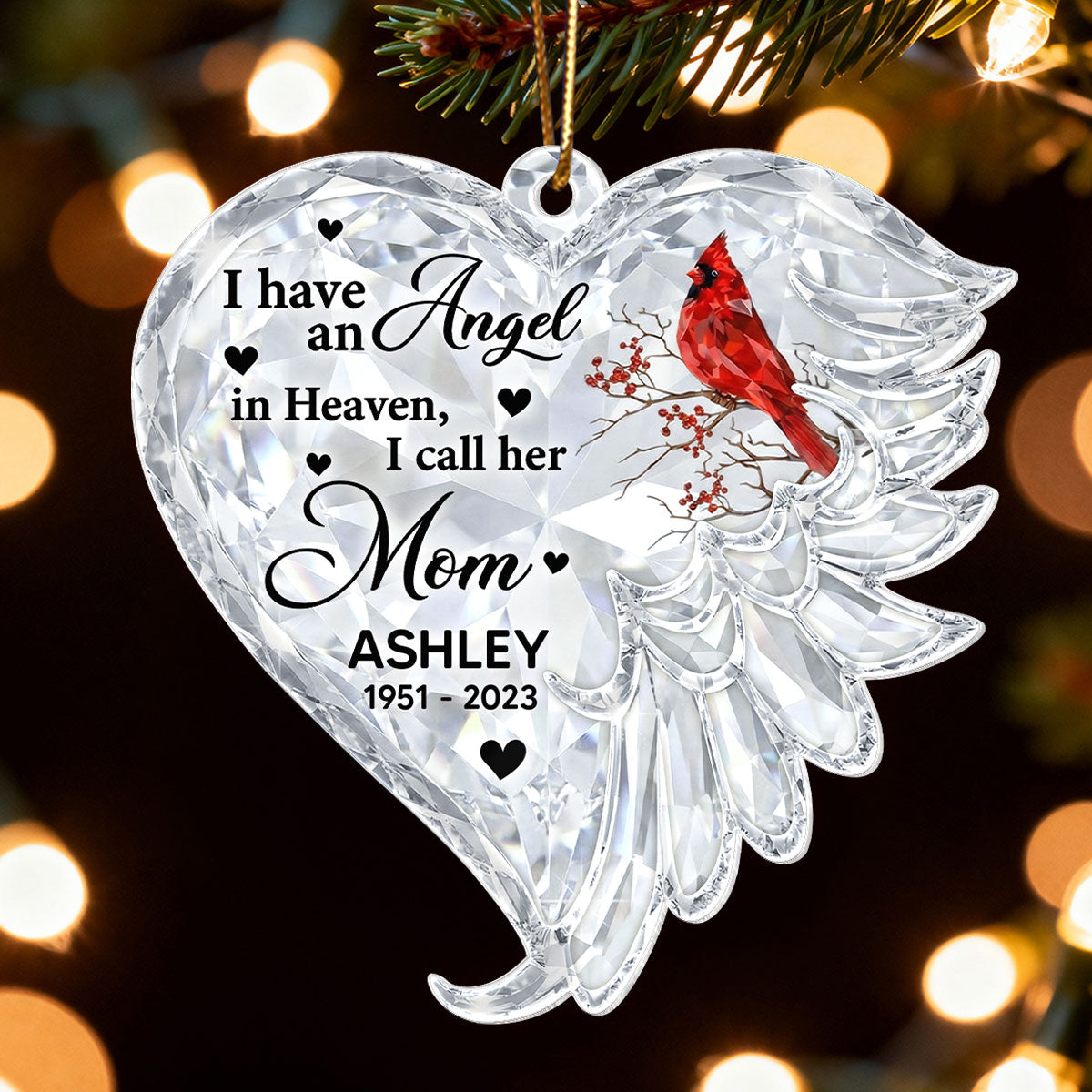 3D Crystal Effect Christmas in Heaven - Personalized Acrylic Ornament - Remembrance Gift, Sympathy Gift For Whole Family, Extended Family