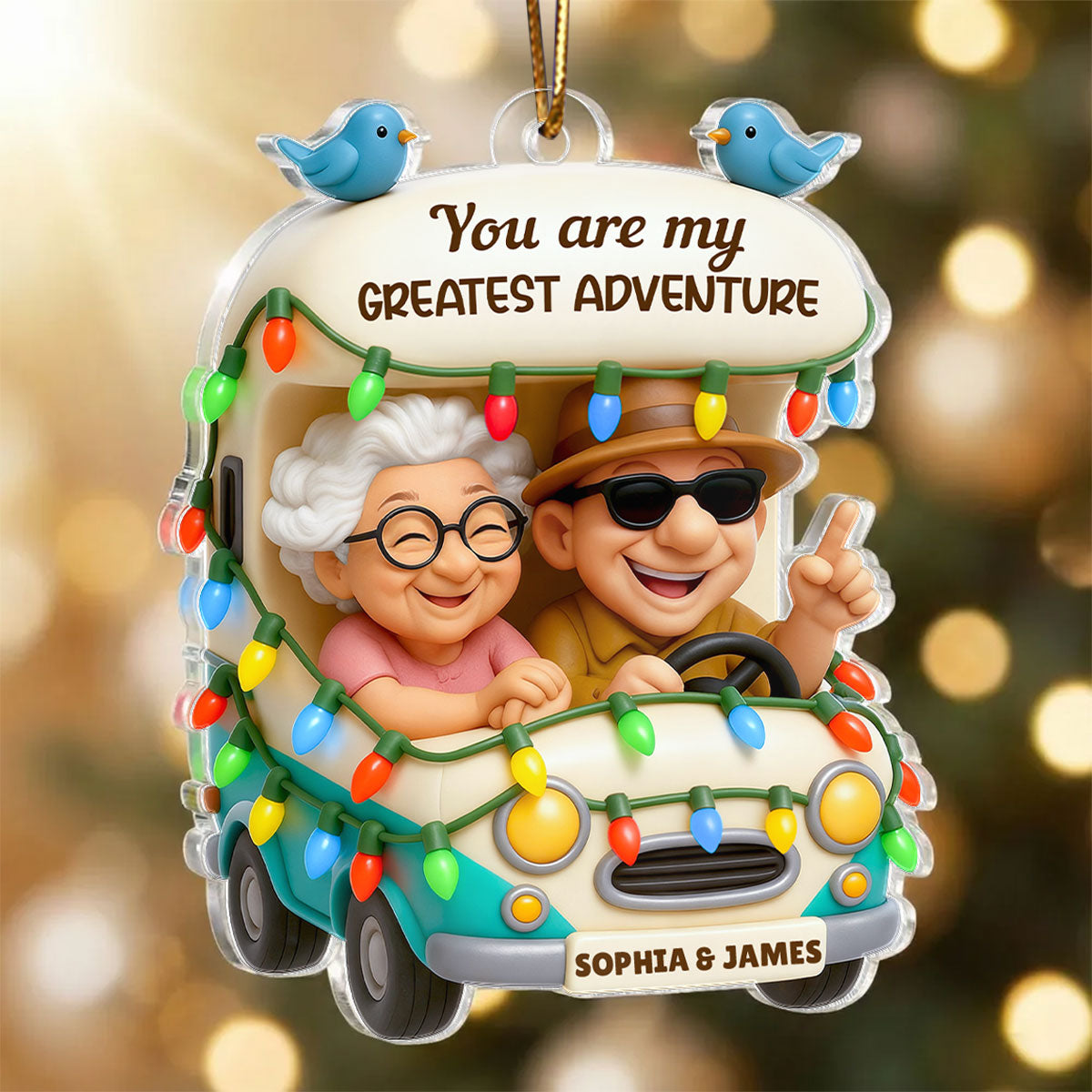 You Are My Greatest Adventure Old Couple - Personalized Acrylic Ornament - Christmas Gift For Him, For Her, For Couple
