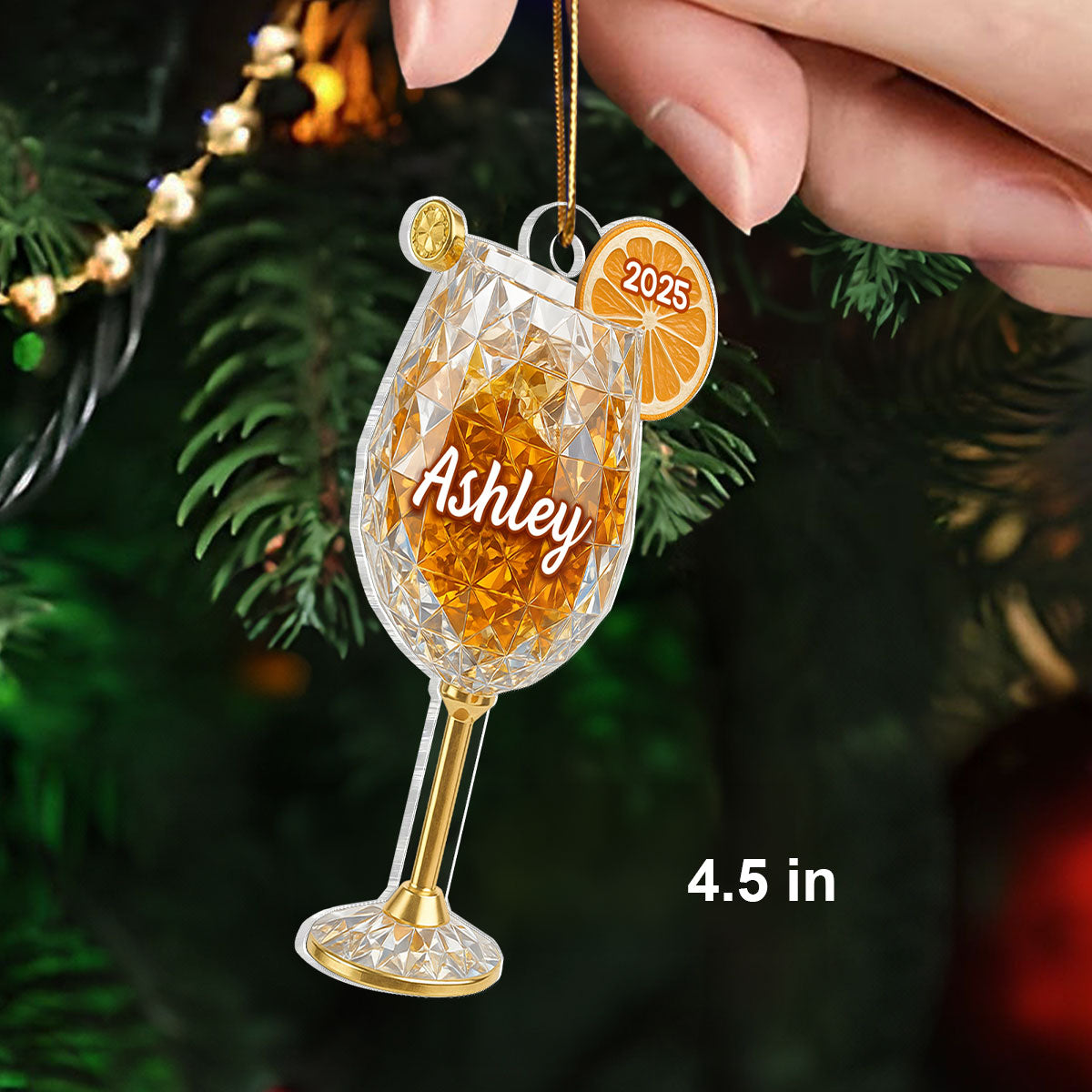 Handblown Glass Aperol Spritz Crystal Effect - Personalized Acrylic Ornament - Unique Christmas Gift For Besties, Cocktail Lover