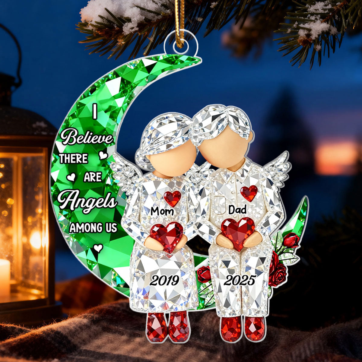 3D Crystal Effect Memorial Moon Keepsake - Personalized Acrylic Ornament - Sympathy Gift for Loved Ones