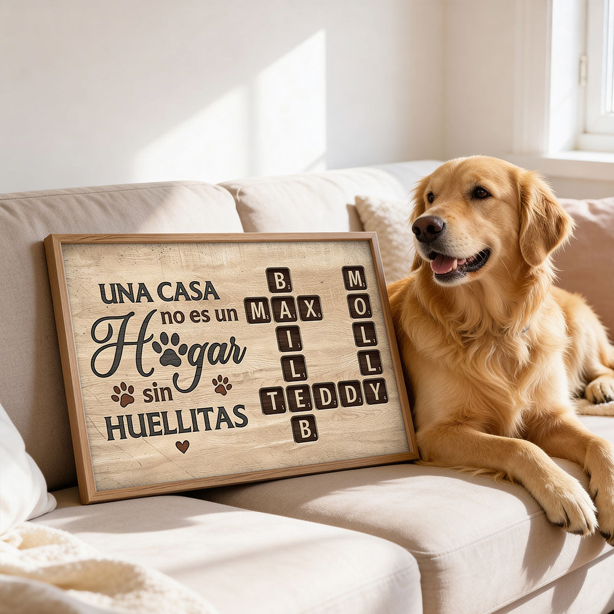 Una Casa No Es Un Hogar Sin Huellitas Crossword Puzzle Art - Personalized Poster - Spanish Version Home Decor For Pet Lovers
