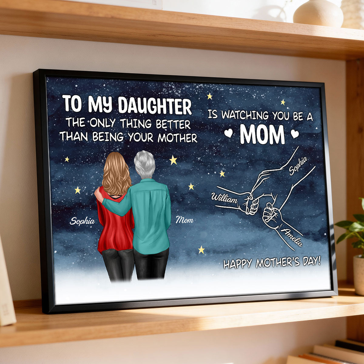 Starry Night From Mom To Daughter Watching You Be A Mom Hands Outline - Personalized Poster - Mother's Day Gift For Daughter