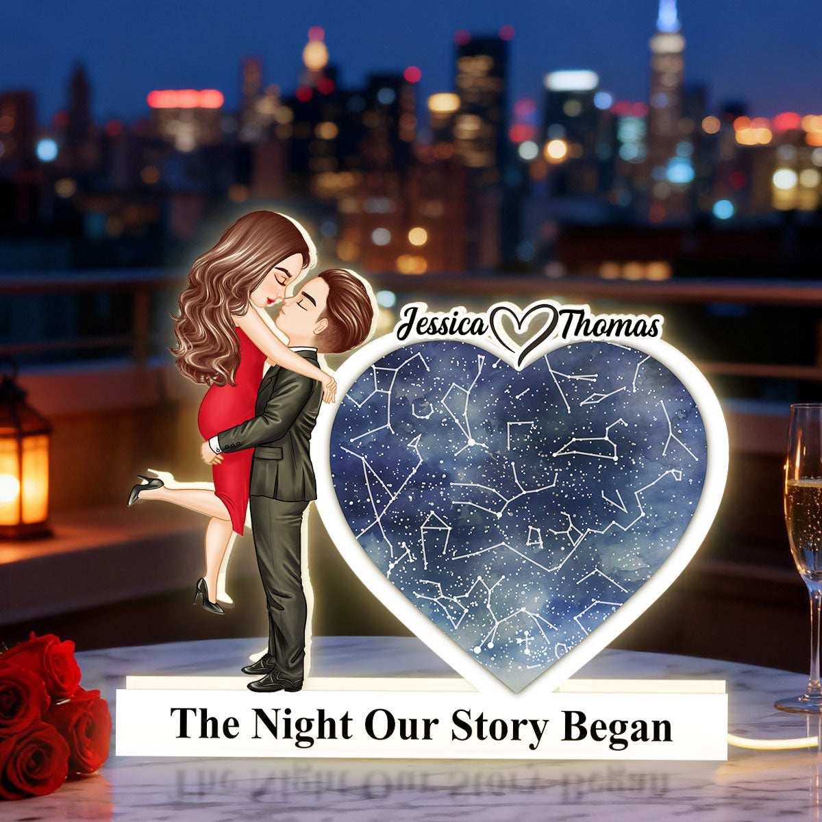 The Night Our Story Began - Personalized Light Box - Gift for Couple