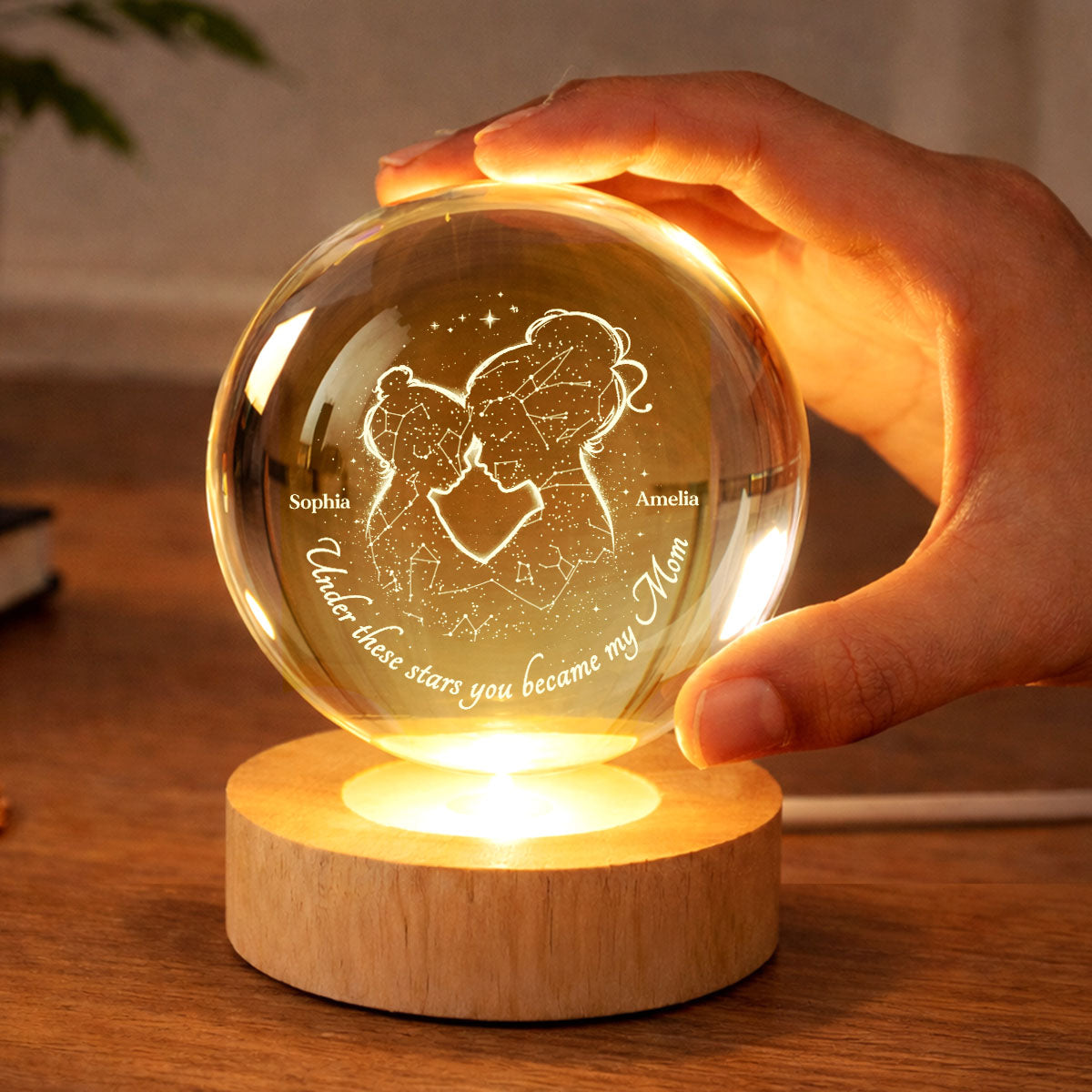 Under These Stars You Became My Mom - Personalized Crystal Ball - Heartfelt Gift For Mom, Grandma