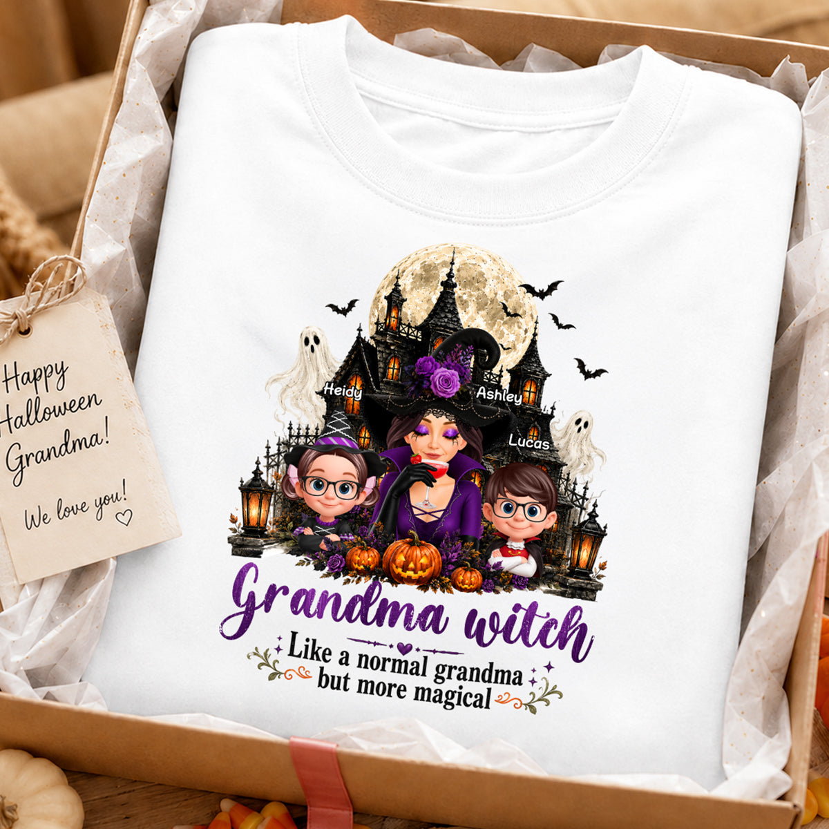 Grandma Witch More Magical - Personalized Shirt - Trendy Halloween Tee for Grandma