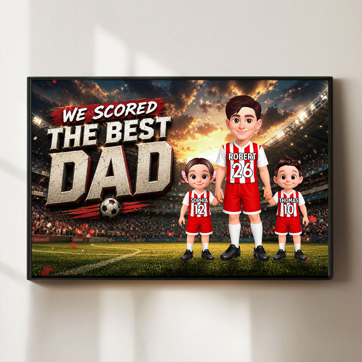 Soccer Dad & Kids Together - Personalized Poster - Father's Day Gift For Dad, Husband