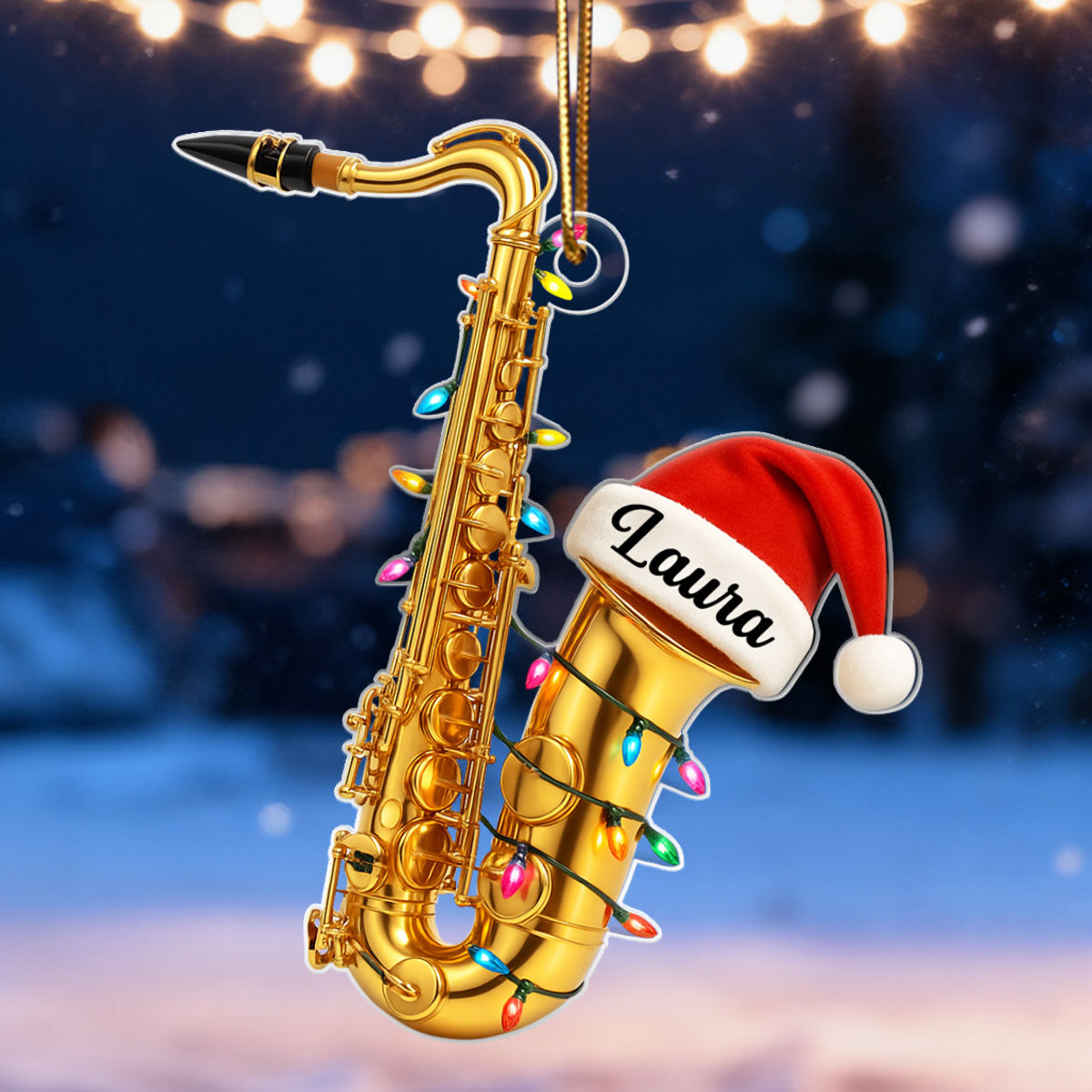Musical Saxophone - Personalized Acrylic Ornament - Unique Musical Holiday Gift