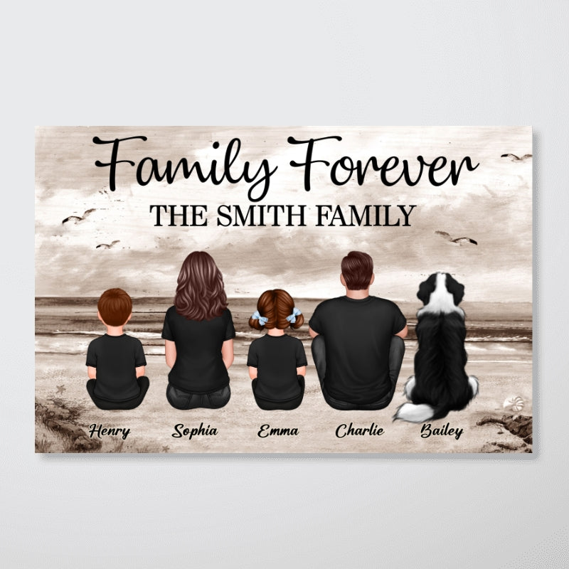 [FREE DELIVERY - Limited Time Offer] Custom Family Retro Vintage Beach Landscape Poster, Gift For Mom, Dad, Husband, Wife