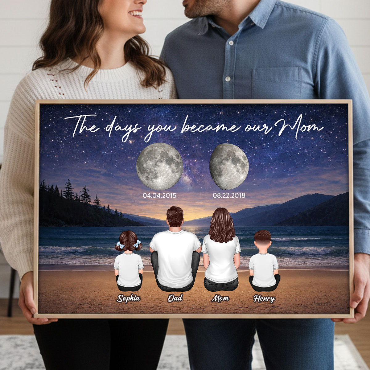 Endless Love The Day You Become Mom Grandma Custom Birth Moon Phase - Personalized Poster - Mother's Day Gift For Mom, Grandma