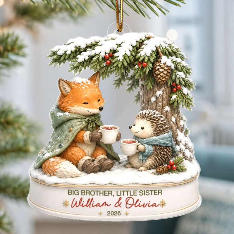 Big Brother Sister Little Kid - Personalized Acrylic Ornament - Christmas Keepsake