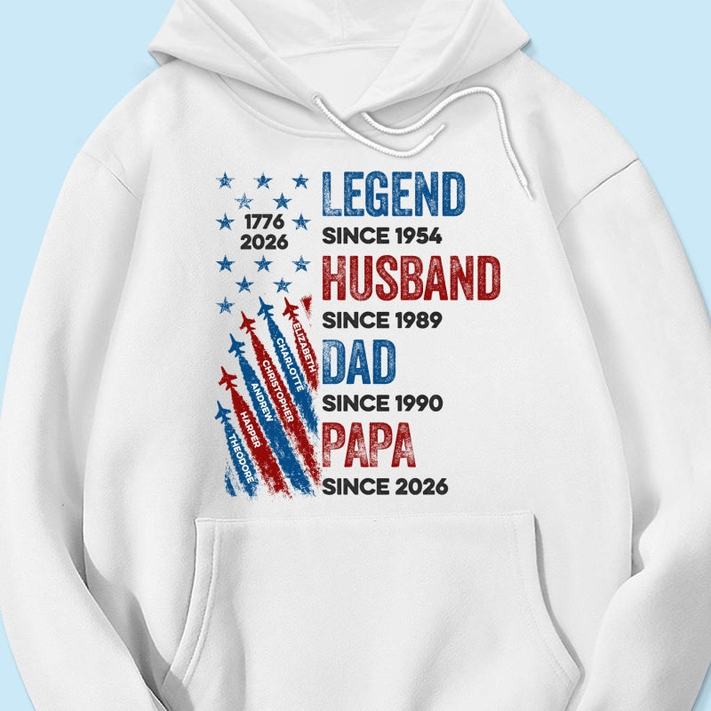 Legend Husband Dad Grandpa Custom Kid Name - Personalized Shirt - American 250th Anniversary Keepsake For Husband, Dad, Grandpa