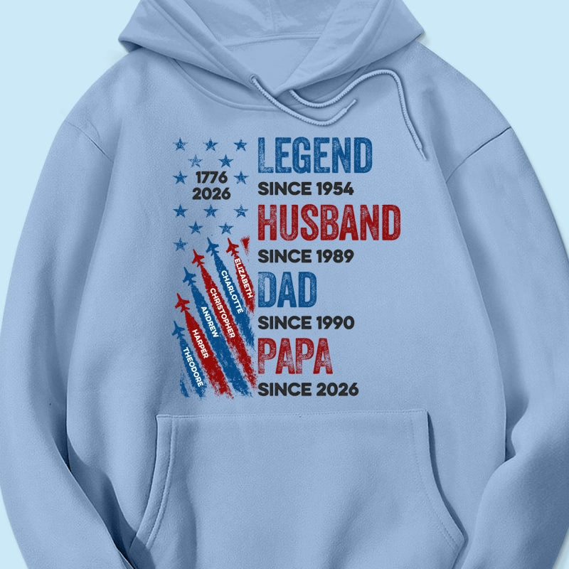Legend Husband Dad Grandpa Custom Kid Name - Personalized Shirt - American 250th Anniversary Keepsake For Husband, Dad, Grandpa