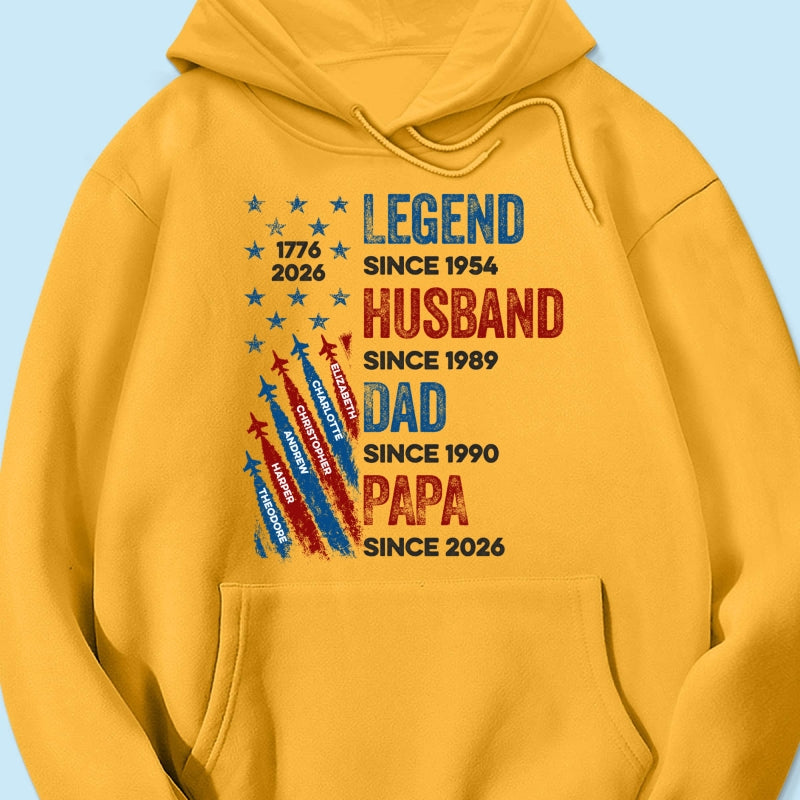 Legend Husband Dad Grandpa Custom Kid Name - Personalized Shirt - American 250th Anniversary Keepsake For Husband, Dad, Grandpa