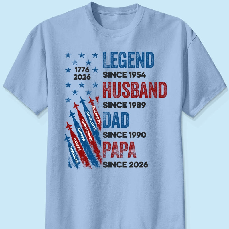 Legend Husband Dad Grandpa Custom Kid Name - Personalized Shirt - American 250th Anniversary Keepsake For Husband, Dad, Grandpa