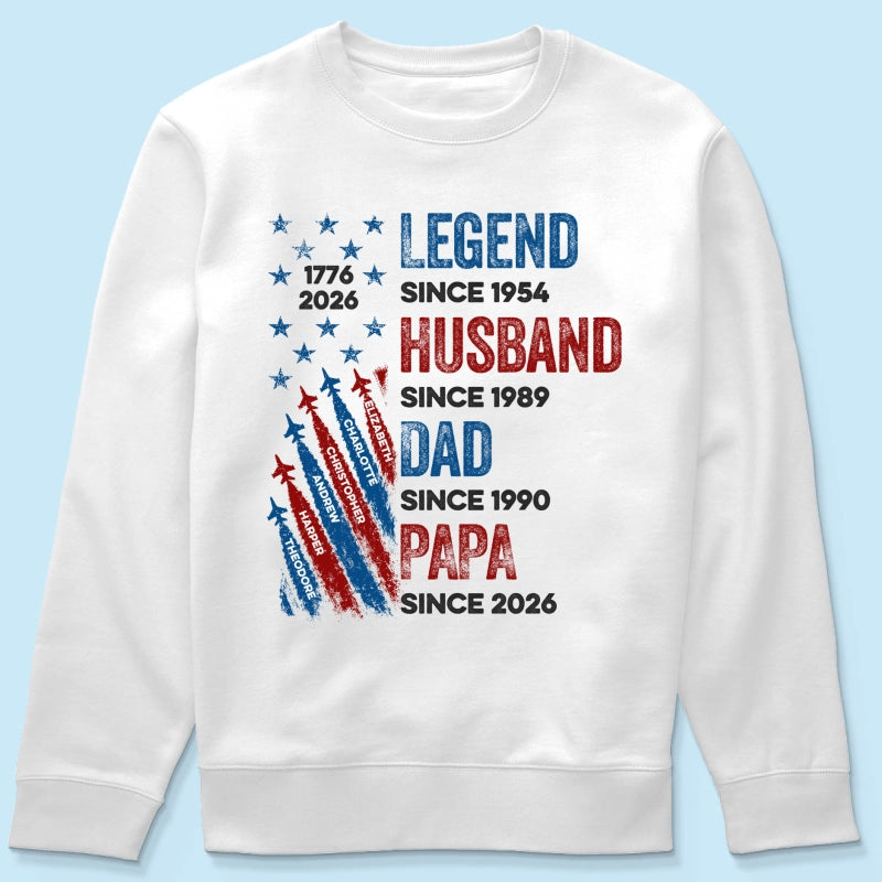 Legend Husband Dad Grandpa Custom Kid Name - Personalized Shirt - American 250th Anniversary Keepsake For Husband, Dad, Grandpa