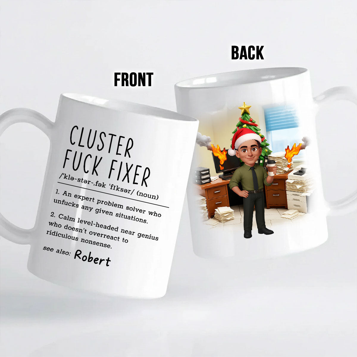 Cluster F*ck Fixer Office Humor - Personalized Mug - Christmas Gift for Coworkers, Husband, Wife, Daughter, Son, Friends