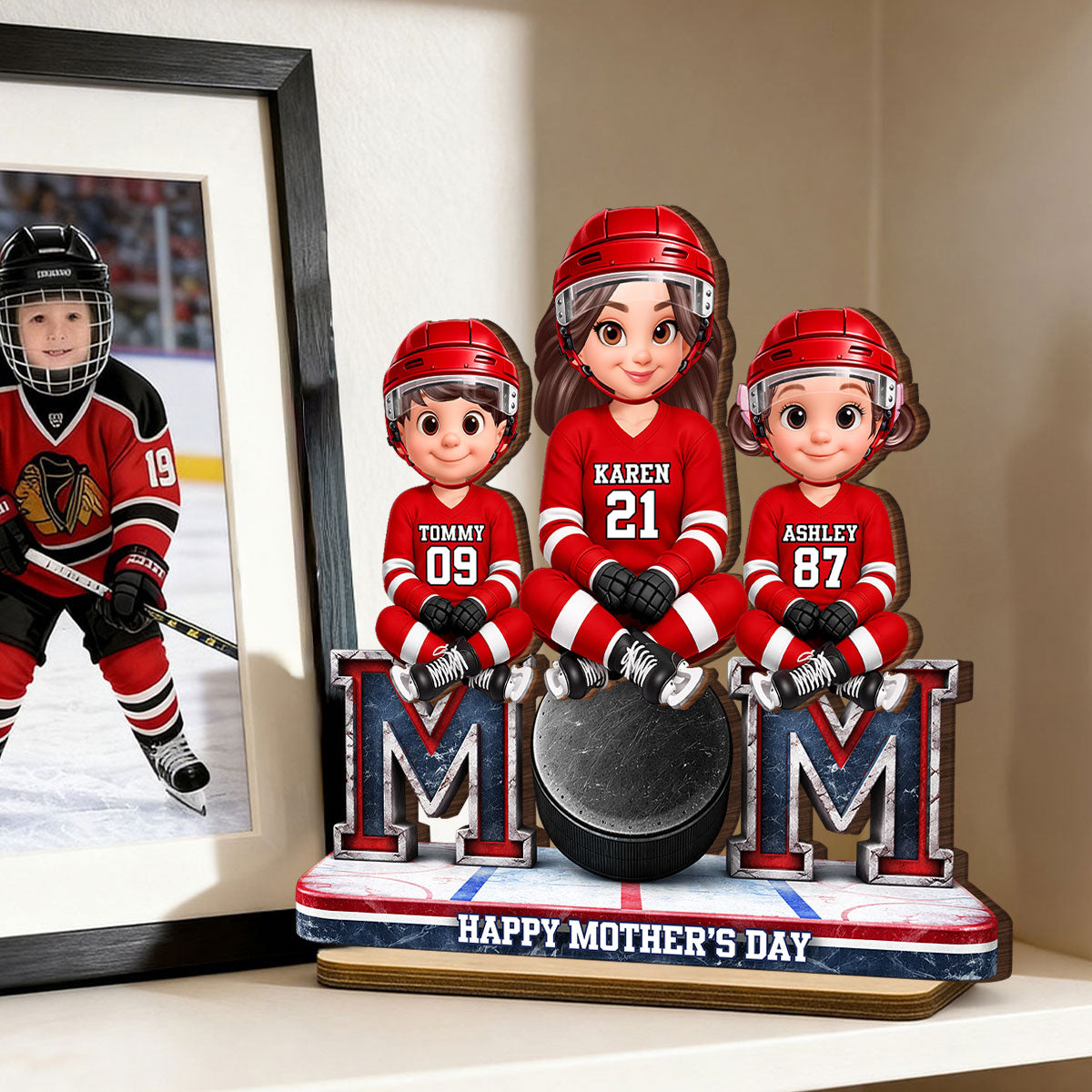 Best Hockey Mom Ever - Personalized 2-Layered Wooden Plaque - Mother's Day Gift For Hockey Mom