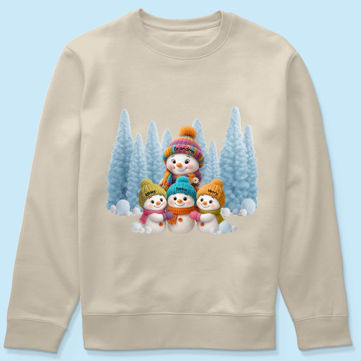 Christmas Blue Vibe Snowman Grandma - Personalized Sweatshirt - Christmas Gift for Grandma