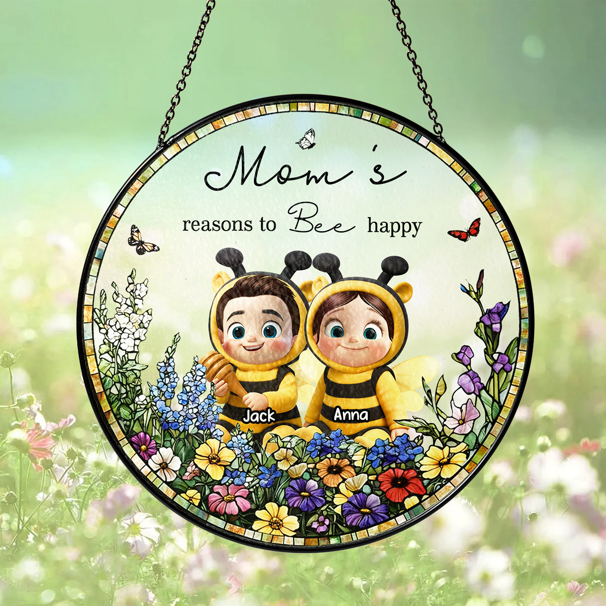 Grandma's Reasons to Bee Happy - Personalized Suncatcher - Mother's Day Gift for Grandma, Mom, Wife