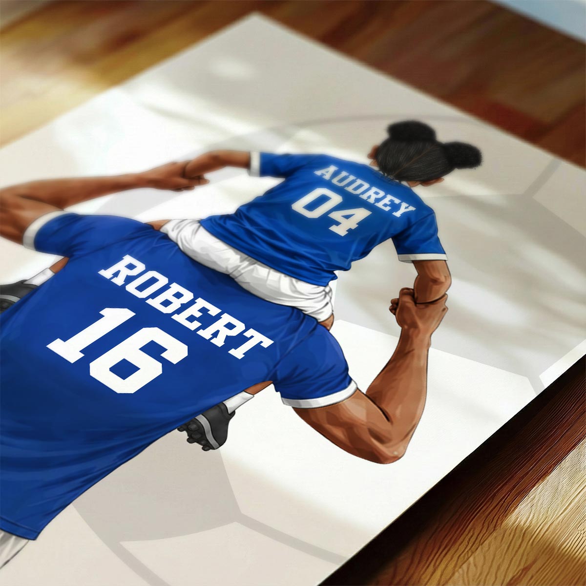Kid On Dad's Shoulder - Personalised Poster - Father's Day Gift For Soccer Dad, UK Football Dad