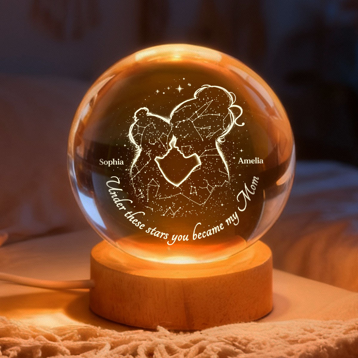 Under These Stars You Became My Mom - Personalized Crystal Ball - Heartfelt Gift For Mom, Grandma