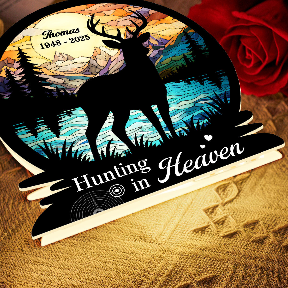 Hunting In Heaven Memorial - Personalized Light Box - Memorial Keepsake For Family