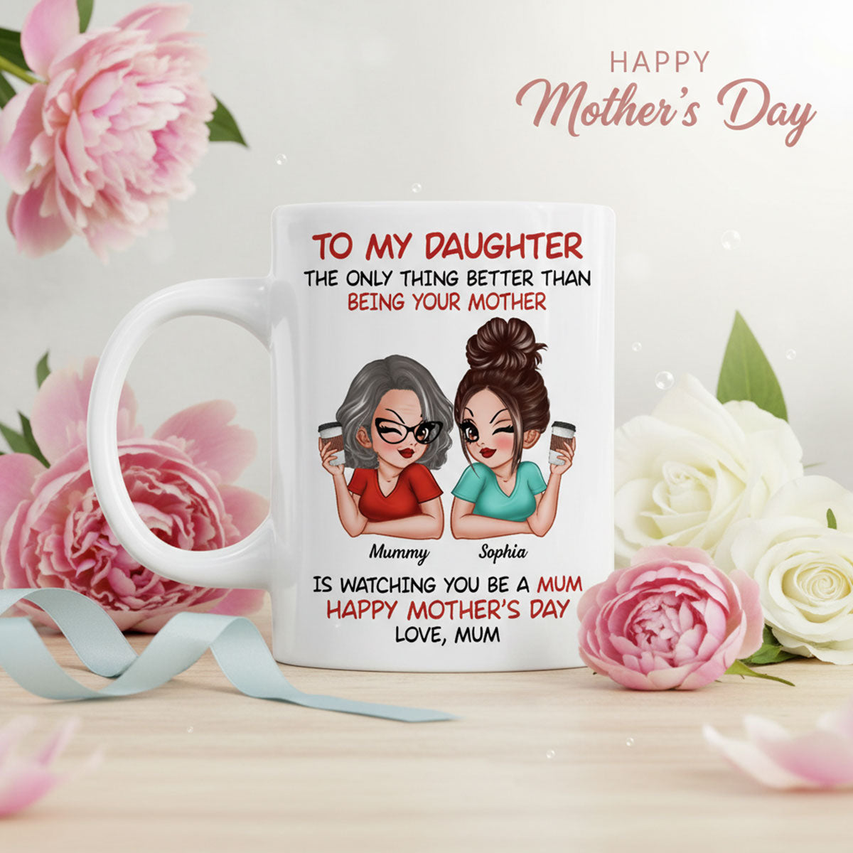 To My Daughter From Mum Happy Mother's Day - Personalised Mug - Mother's Day Gift For Daughter