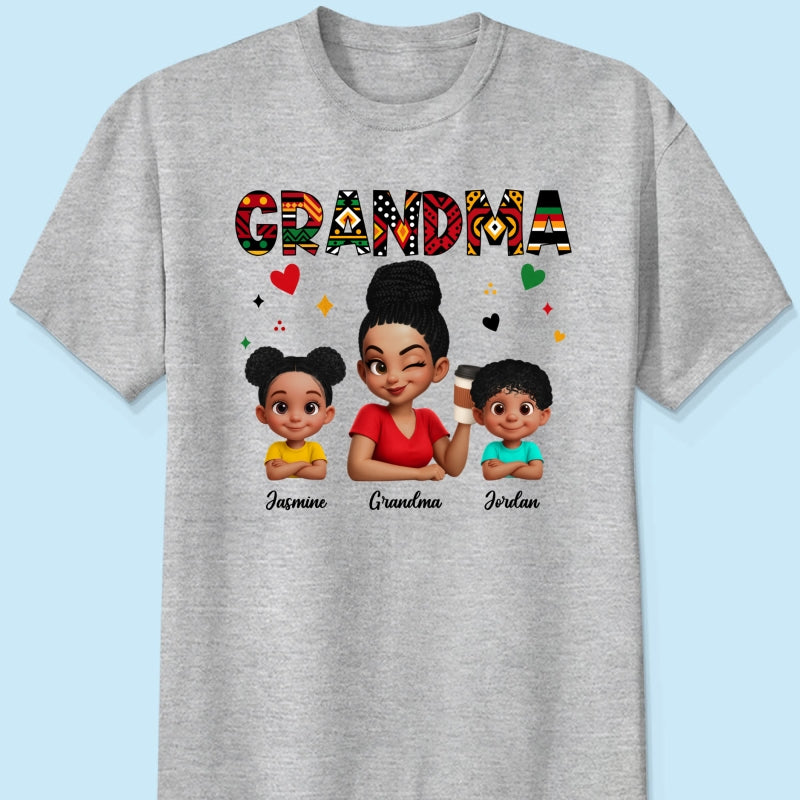 Tribal Pattern Grandma Grandkids Love - Personalized Shirt - Gift For Grandma
