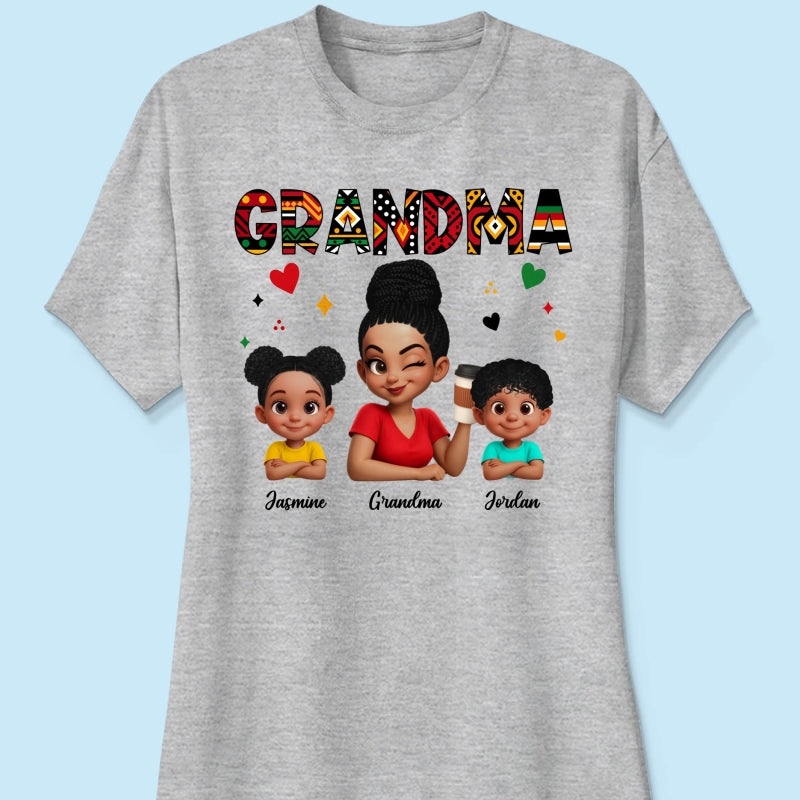 Tribal Pattern Grandma Grandkids Love - Personalized Shirt - Gift For Grandma