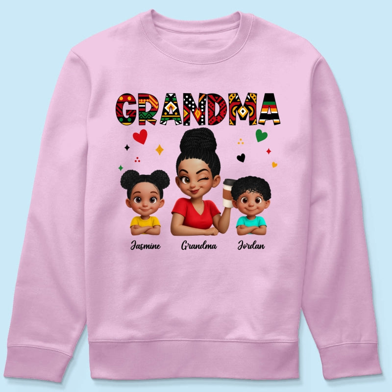 Tribal Pattern Grandma Grandkids Love - Personalized Shirt - Gift For Grandma