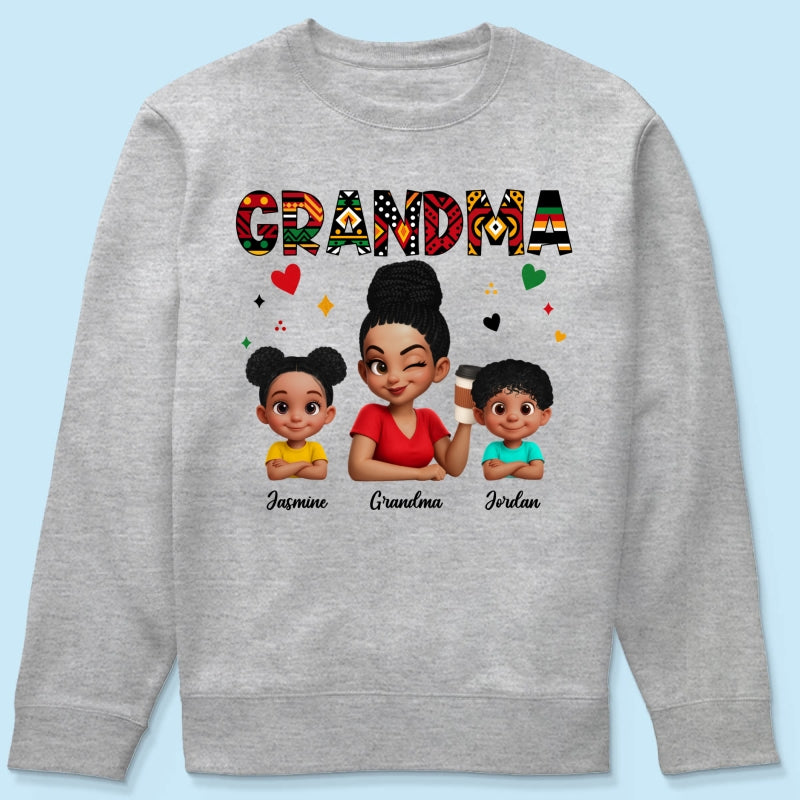 Tribal Pattern Grandma Grandkids Love - Personalized Shirt - Gift For Grandma