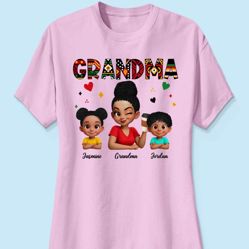 Tribal Pattern Grandma Grandkids Love - Personalized Shirt - Gift For Grandma