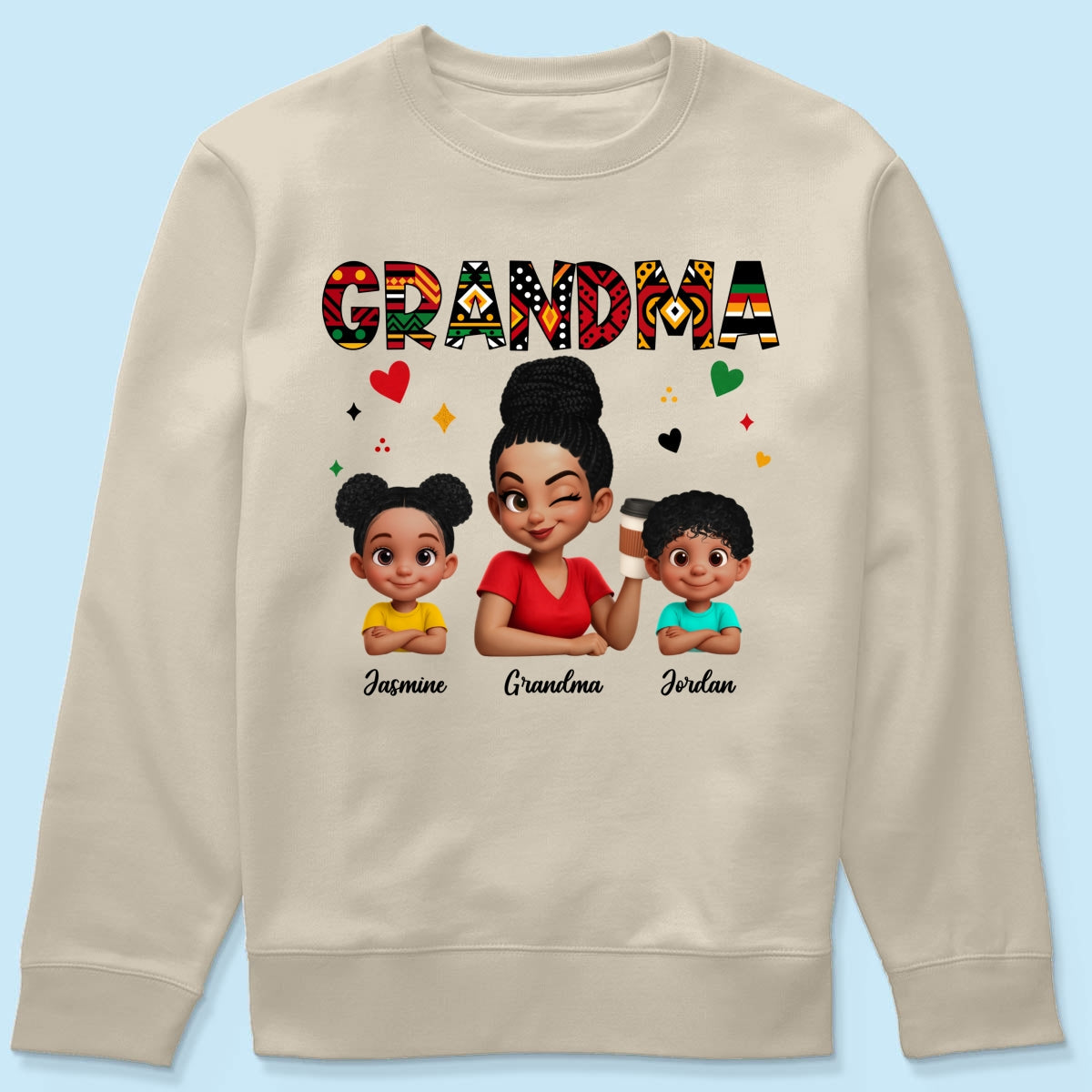Tribal Pattern Grandma Grandkids Love - Personalized Shirt - Gift For Grandma