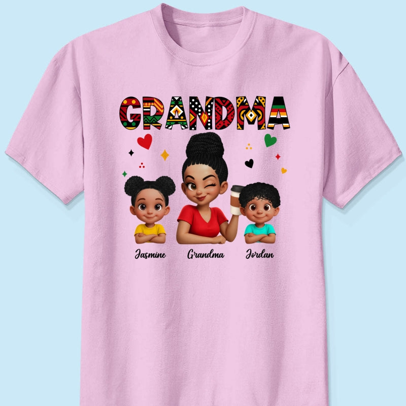 Tribal Pattern Grandma Grandkids Love - Personalized Shirt - Gift For Grandma