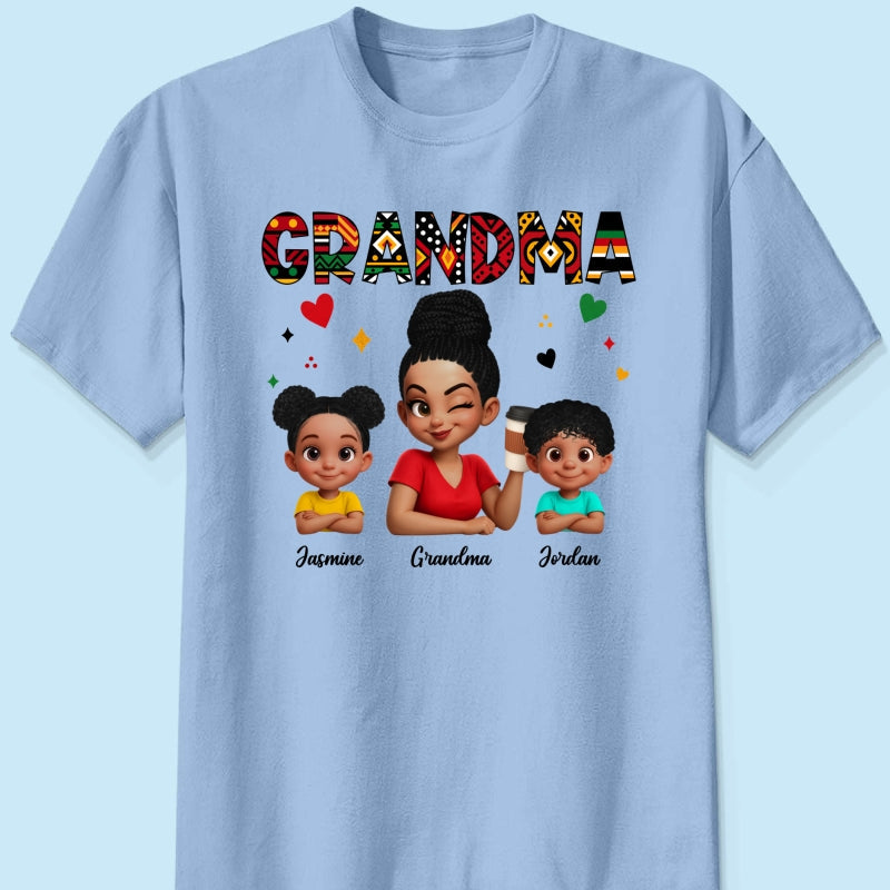 Tribal Pattern Grandma Grandkids Love - Personalized Shirt - Gift For Grandma