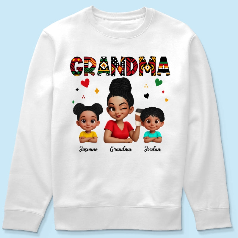 Tribal Pattern Grandma Grandkids Love - Personalized Shirt - Gift For Grandma
